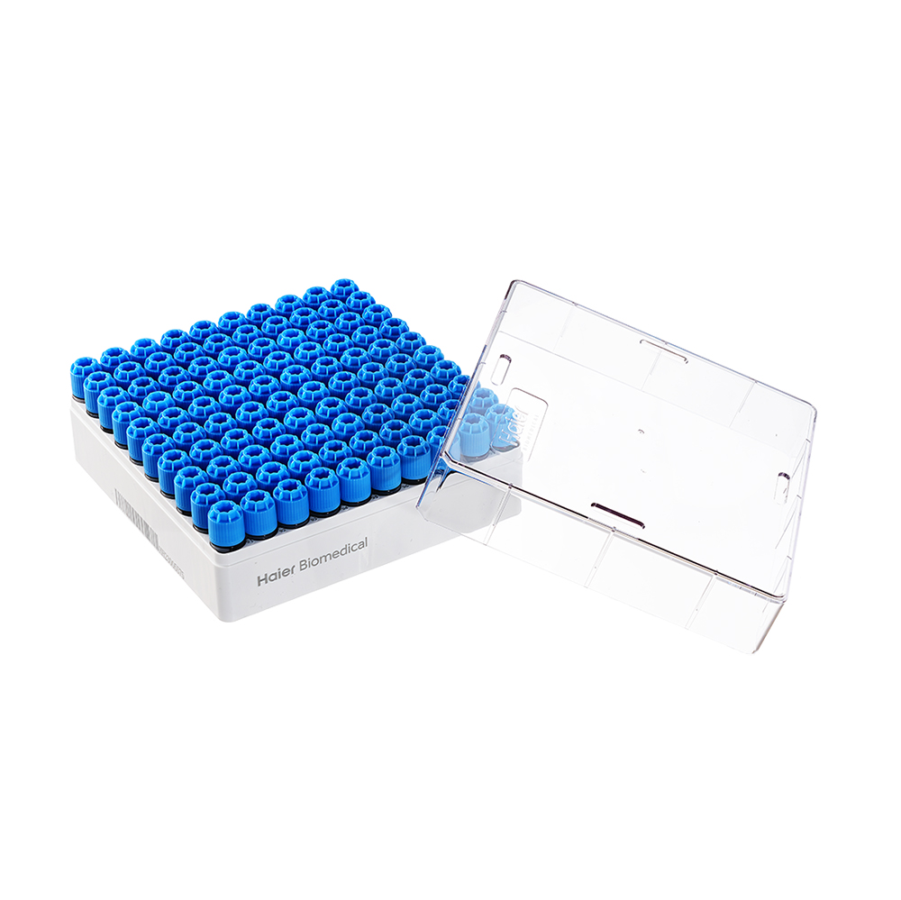 413005 冻存管，三码合一，2.0mL，PP，外旋，φ12.8mm自立式，黑底白码，方形10×10盒装，盒子带侧码，灭菌；
