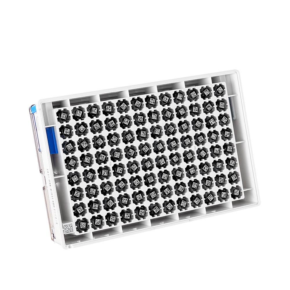 413032 冻存管，三码合一，0.5mL，PP，外旋，φ8mm自立式，黑底白码，SBS 12×8盒装，盒子带侧码，底码，灭菌；