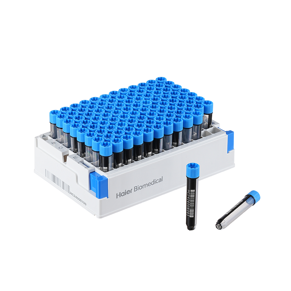 413034 冻存管，三码合一，1.0mL，PP，外旋，φ8mm自立式，黑底白码，SBS 12×8盒装，盒子带侧码，底码，灭菌；