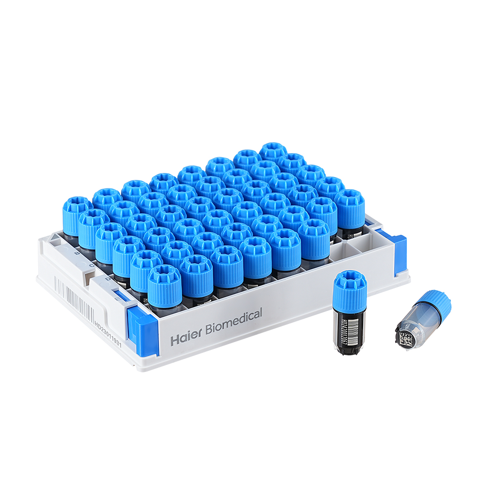 413036 冻存管，三码合一，1.0mL，PP，外旋，φ12.8mm自立式，黑底白码，SBS 6×8盒装，盒子带侧码，底码，灭菌；