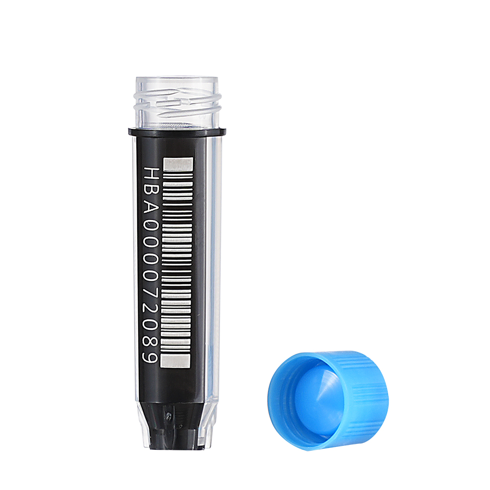413033 冻存管，三码合一，0.75mL，PP，外旋，φ8mm自立式，黑底白码，SBS 12×8盒装，盒子带侧码，底码，灭菌；